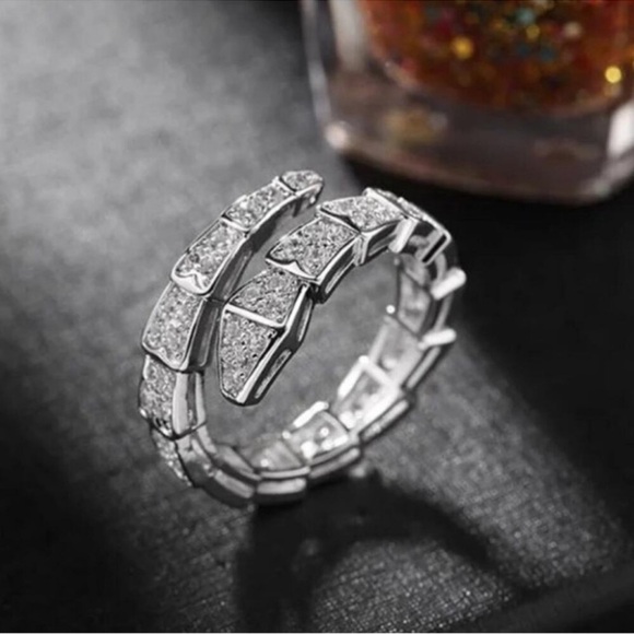 Serpenti Silver Snake Zircon Crystal Bracelet&Ring Set - Picture 8 of 8